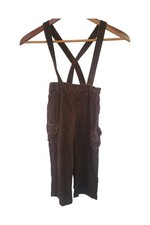 Vintage Toddlers Little Bitty Chocolate Brown Corduroy Suspender Pants Size 3-4T