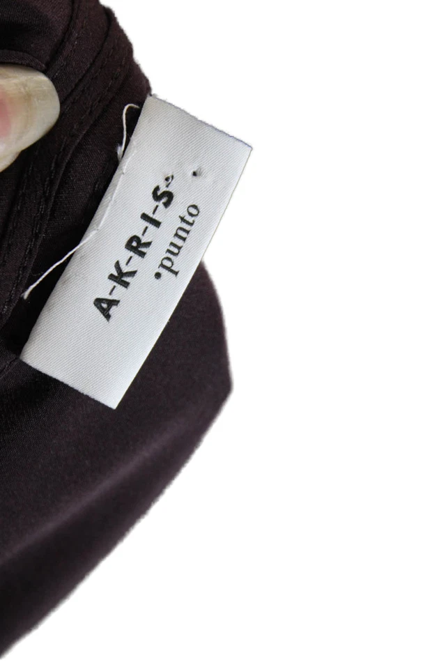 Blusa Akris Punto Mujer Seda Mangas Largas Cuello Llave Rojo Marrón Talla 6 Foto 4 de 4