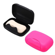 2Pcs Travel Soap Case, 3.1x4.5" Portable Soap Box Rectangle, Rose Red/Black 