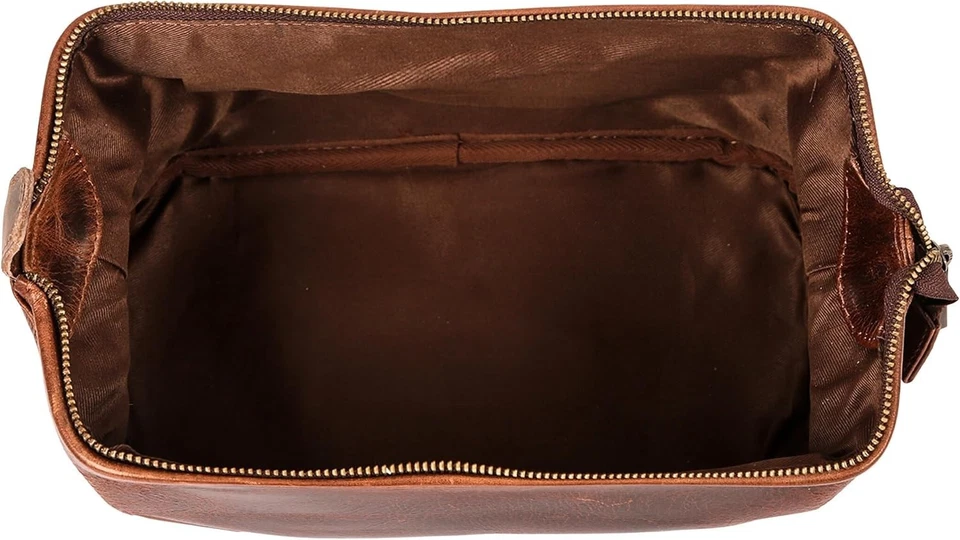 New Handmade Buffalo Leather Unisex Toiletry Bag Travel Dop Kit Men Shaving Case - Image 2 of 4