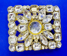 Beautiful Square Floral Design See Through Belt Buckle Missing a Rhinestone