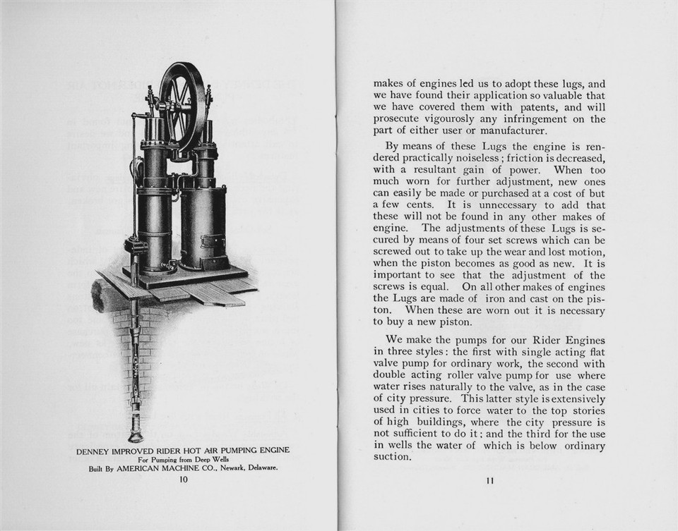 DENNEY RIDER ERICSSON 1908 CATALOG J HOT AIR PUMPING ENGINES AMERICAN ...