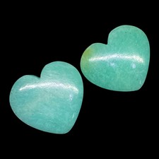 2 Pcs Natural Amazonite Heart 27-29mm Huge Pendant Size Untreated Gemstones