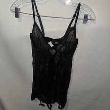 Bustier Victoria's Secret Corset Garter Straps lace mesh Underwire Black small