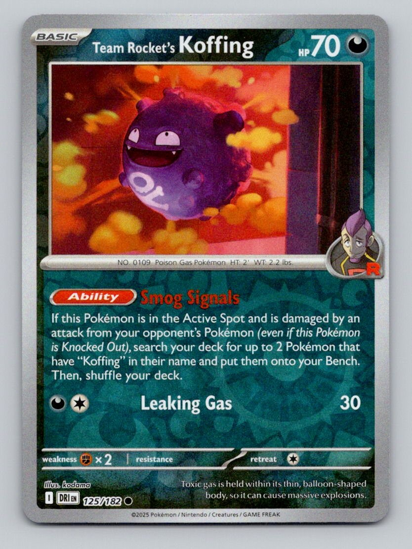 Team Rocket's Koffing 125/182 Common Destined Rivals Pokemon Reverse Holo NM