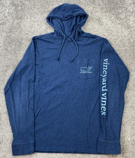 Vineyard Vines Drawstring Hoodie Shirt Men's S Long Sleeve Blue Cotton Knit