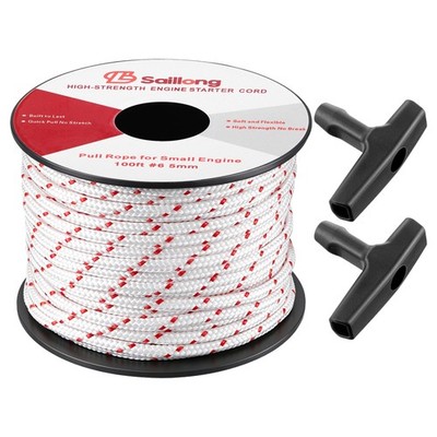 Saillong 5mm 100ft Starter Rope, Pull Cord Rope for Small 5mm, White & Red