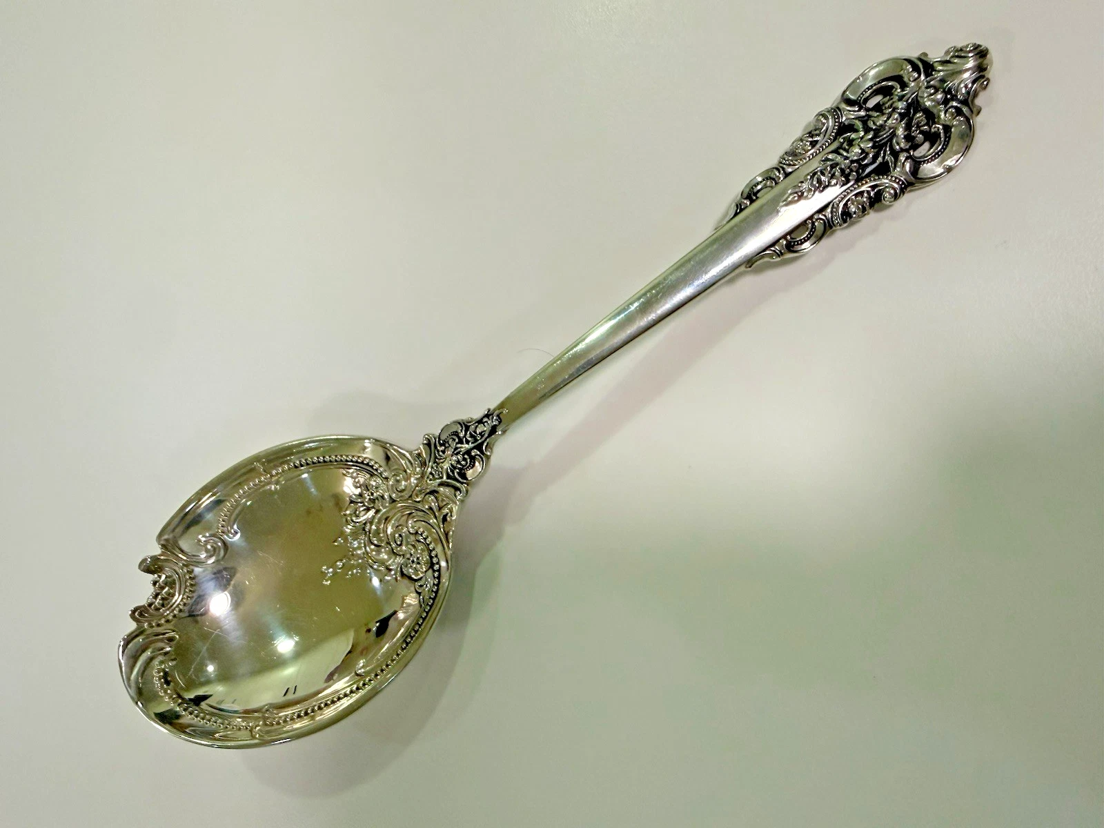 Wallace Grande Baroque Sterling Large Scalloped Serving Spoon