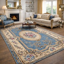 AUBUSSON - TAPPETO SALOTTO CAMERA STILE FRANCESE 800 CLASSICO JACQUARD AZZURRO