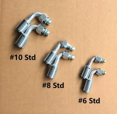 A/C  #6 #8 #10 Beadlock Fittings O-rings Crimp on Nut Female All 90 Degree 6pcs