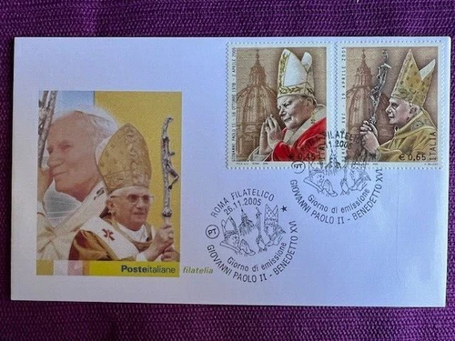 ITALY 2005 ENVELOPE FDC POPE JOHN PAUL II AND POPE BENEDICT XVI