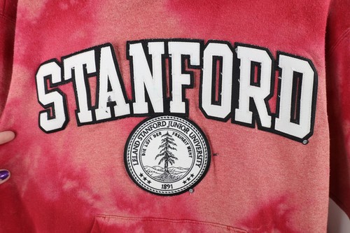 Vintage Champion Mens Small Distressed Acid Wash Stanford University Hoodie Red - 第 8/17 張圖片