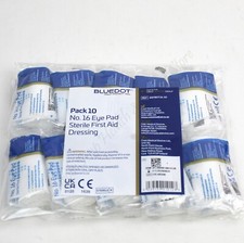 Image of No.16 HSE Eye Pad / Eyepad Sterile Wound Dressing with Tie Bandage. Pack of 10