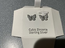 925 Sterling Silver Post T Butterfly CZ Pave Stud Earrings BRAND NEW FREE SH