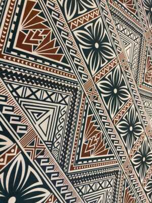 New Zealand Print - Tapa Tribal Block Print Fabric - Polynesian Fabric