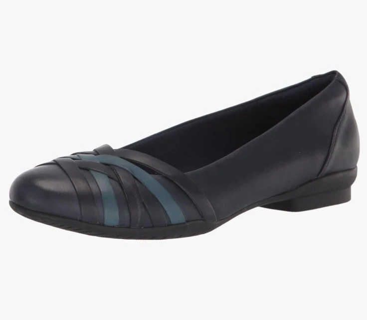 Ballerine Clarks donna Sara Clover blu navy nuove 10 W pelle up comode