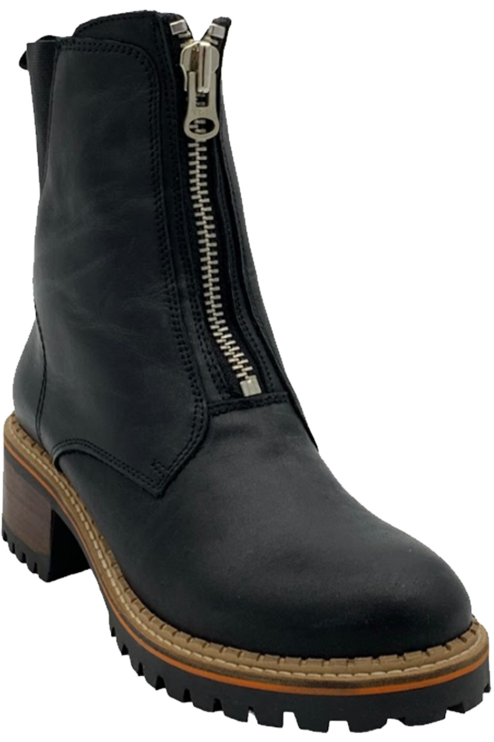 Ботильоны из натуральной кожи на молнии спереди, черные