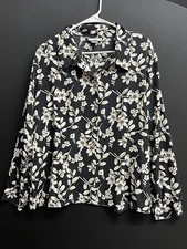 Woman Shirt Top Multicolor Long Slv Sz 18W Floral button up EUC