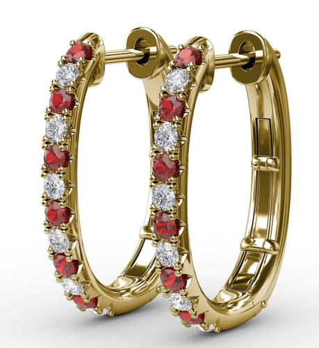 Boucles d'oreilles mariage oriental rouge Rubis et doré main image 1