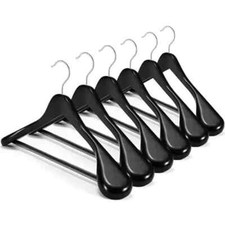 High-Grade Suit Hangers Wide Shoulder Wooden Hangers with Non Slip Pants Bar ...