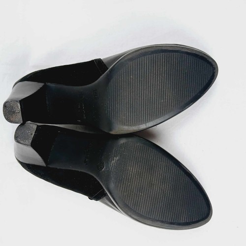 Black Kumfs Elastic Strap Pumps Women's Leather Mid Heel Shoes Size 39.5 As New - Picture 8 of 11