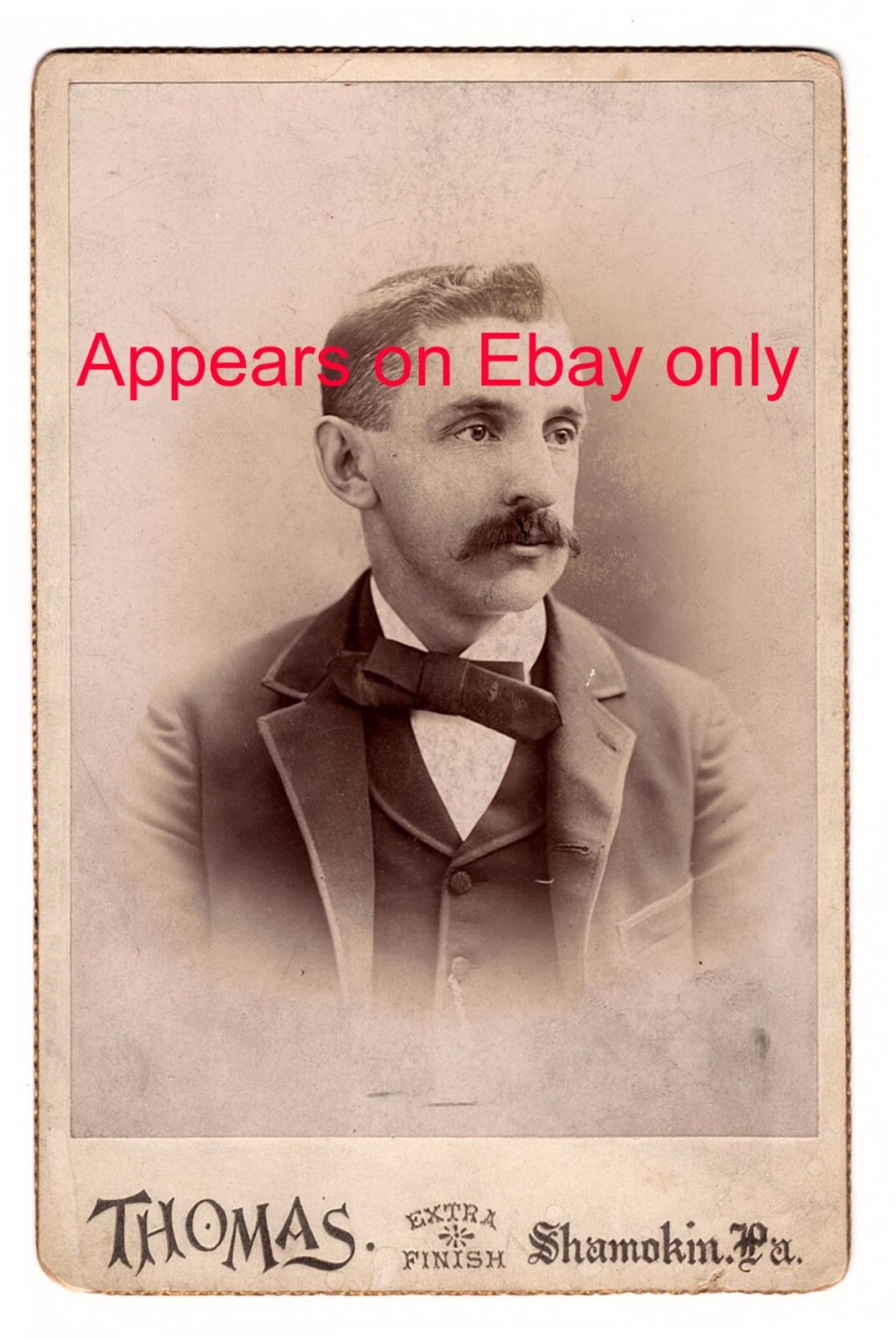 Shamokin, PA Uncle Frank Rummel (Hummel) 1880's cabinet card photo