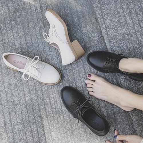 Damas Brogues Oxford con cordones Mujeres Moda Confort Escolar Vestido Zapatos Vintage - Imagen 3 de 27