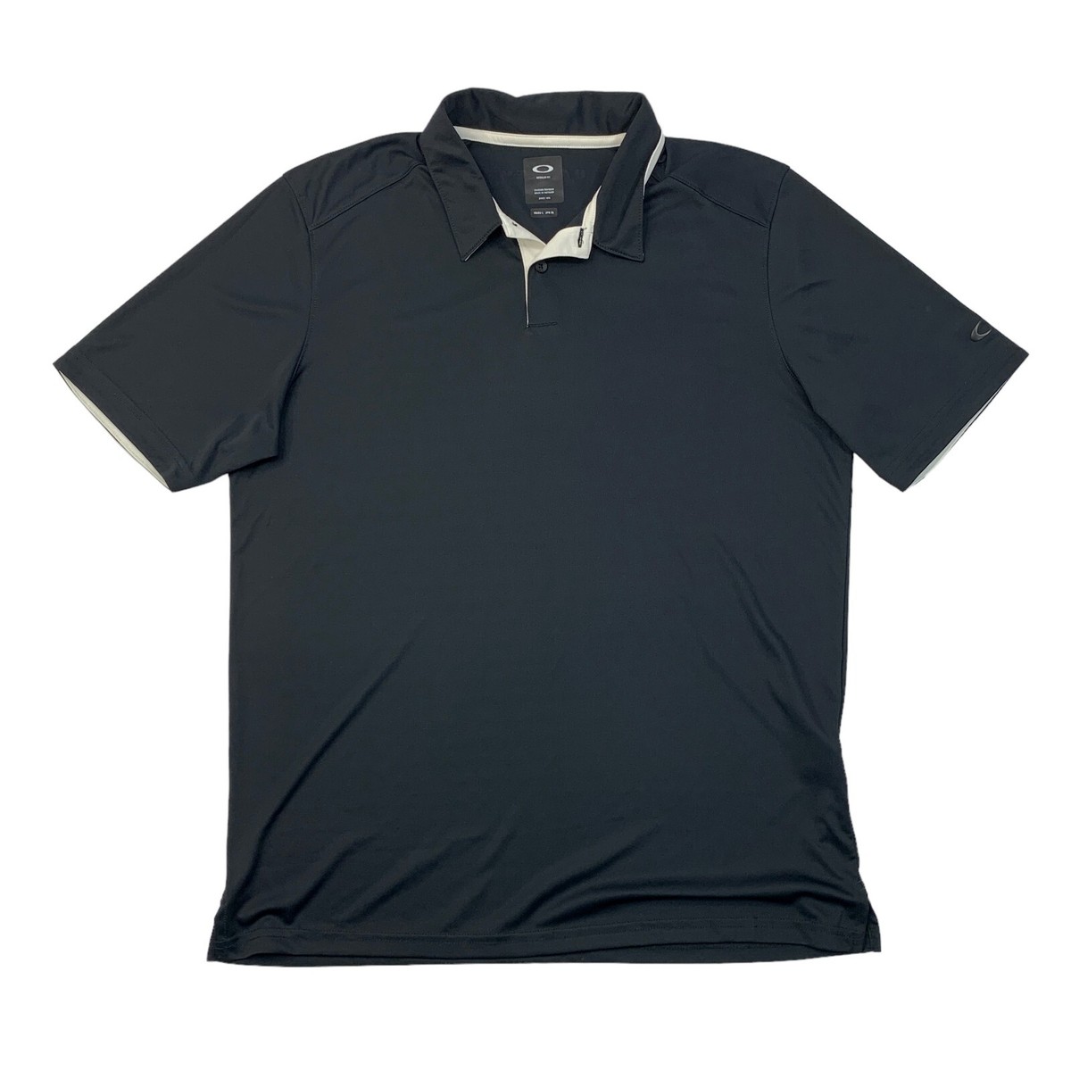 トップス 00s OAKLEY l Logo gimmick Polo Shirt Oakley Polo Shirt Mens L Large Black Regular Fit Sweat Wicking