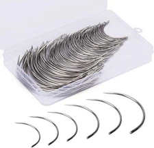120PCS Curved Needles Curved Sewing Needles Weaving Needle for Carpet Leather