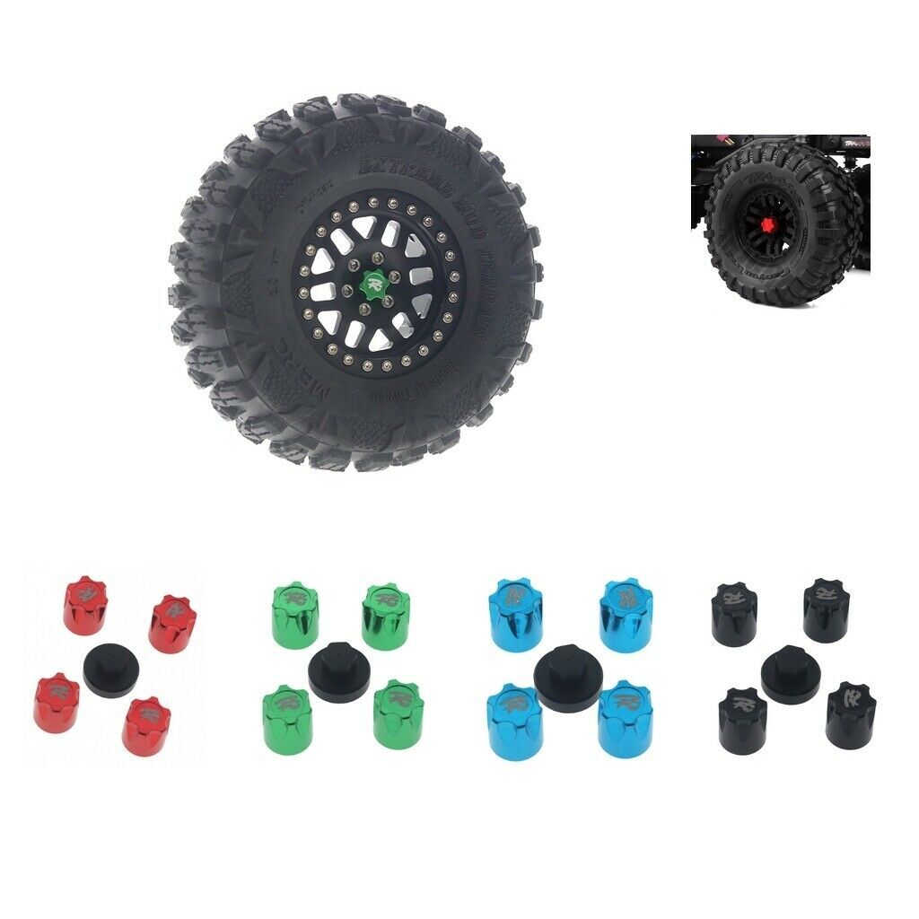 1/10 4Pcs Metal RC Car Wheel Rim Center Caps M4 Nuts for Axial SCX10 TRX4 RC Car