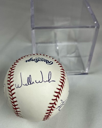 Brian McRae, Pete LaCock, Willie Wilson autographed baseball w/ display cube - Picture 2 of 4