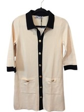 Zara Womens Mini Dress Collared S White Black Knit Half Sleeve 1822/101 NWT