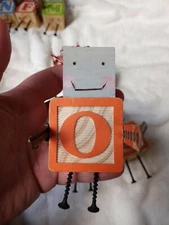 Upcycled Wood Burned ROBOT CHRISTMAS ornament NURSERY ART LETTER O wall Decor