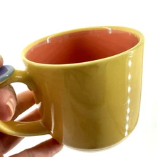 Lindt Stymeist Colorways Mug Aqua Yellow Salmon Thumbprint Handle Japan