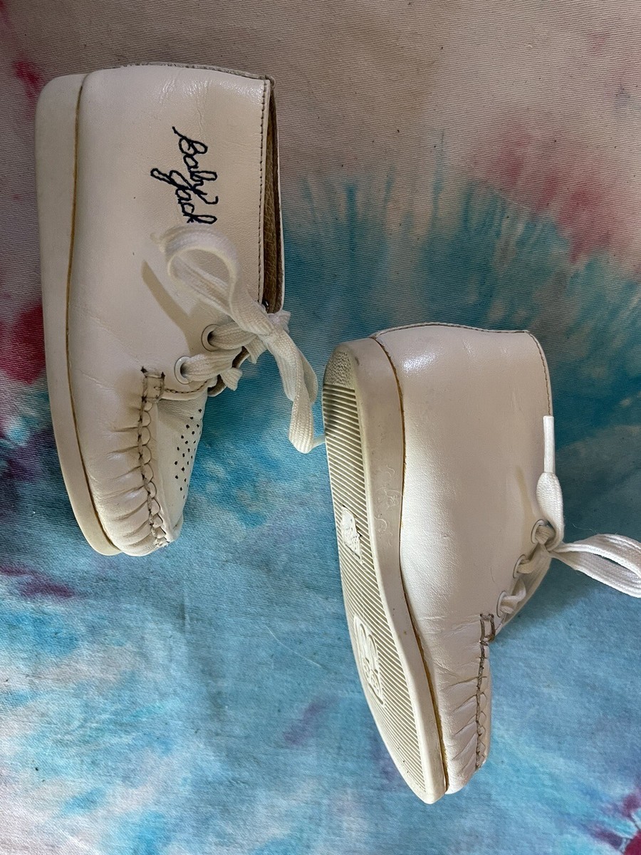 JUMPING JACKS Vintage Baby Jacks Infant White Leather Booties Sz4D