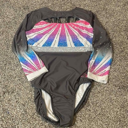 Ozone Gymnastics Competition Leotard Grey Pink Adult … Gem