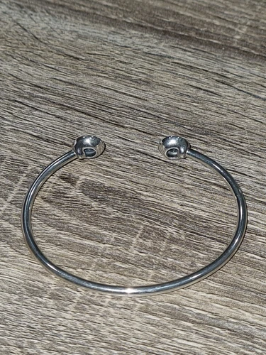 PANDORA Sterling silver 925 Signature Logo Pave Open Cuff Bangle 590528 Size 2 - Picture 10 of 14