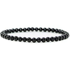 Natural Black Tourmaline Stone Bracelet 4mm Healing Crystal Stretch Bracelet