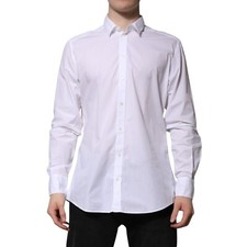 DOLCE & GABBANA Shirt White Cotton Long Sleeves Dress Formal 43/US17/XXL 350usd