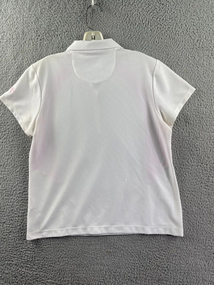 Womens EP Pro Tour Tech White Pink Golf Activewear V-Neck Top Size Large - Image 2 of 4