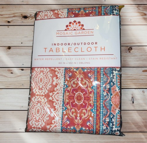 Mosaic Garden Indoor Outdoor Tablecloth Multicolored 60 X 102 Oblong - Picture 1 of 3