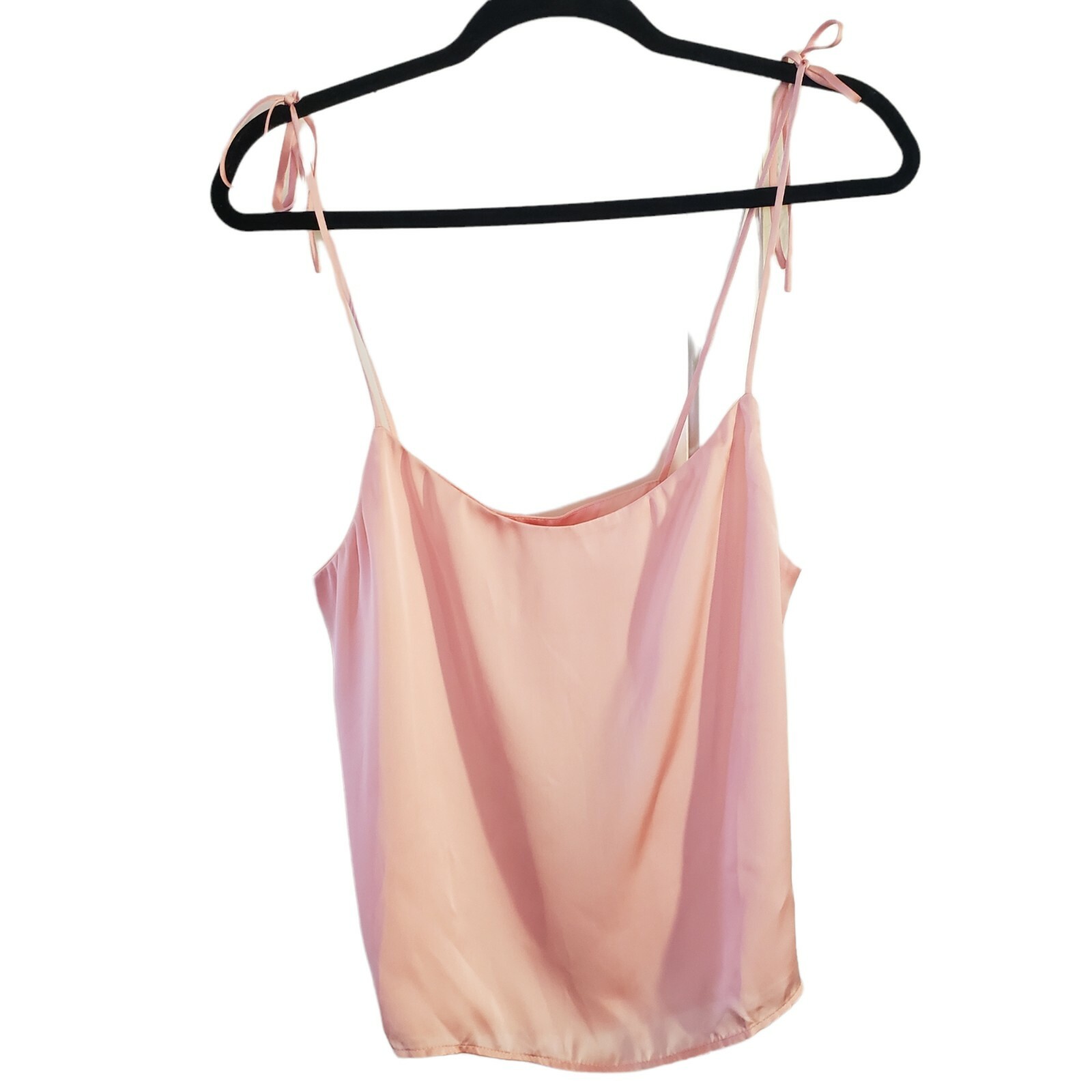 Truly Womens Pink Satin Cami Style Tank Shirred Elastic Back Size Small