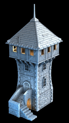 Tabletop Terrain: Defense Tower, mittelalterlicher Wehrturm - DnD PnP Modellbau