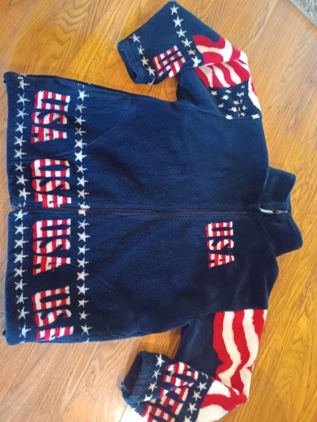 Vintage Black Mountain Outdoor USA Made Fleece Jacket Medium U.S.A Theme 90s