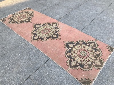 TRIBAL VINTAGE BOHO HAND KNOTTED OUSHAK WOOL HANDMADE TURKISH ANTIQUE RUNNER RUG