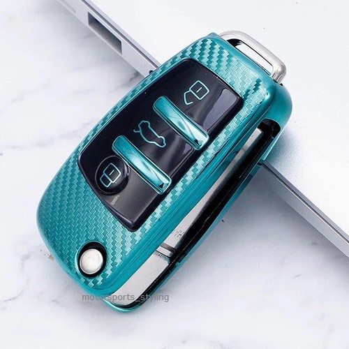 Carbon Green Audi Key Cover Case Fob A1 S1 A3 S3 A4 S4 A5 S5 A6 TT Q3 Q7 t58cf* - Picture 3 of 3