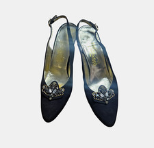 Salvatore Ferragamo Rhinestones Embellished Slingback Heels 'Snob' Womens 8