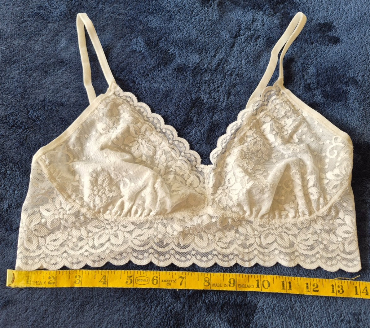 Vintage Bralette White Floral Lace Size M *Very Nice*-image