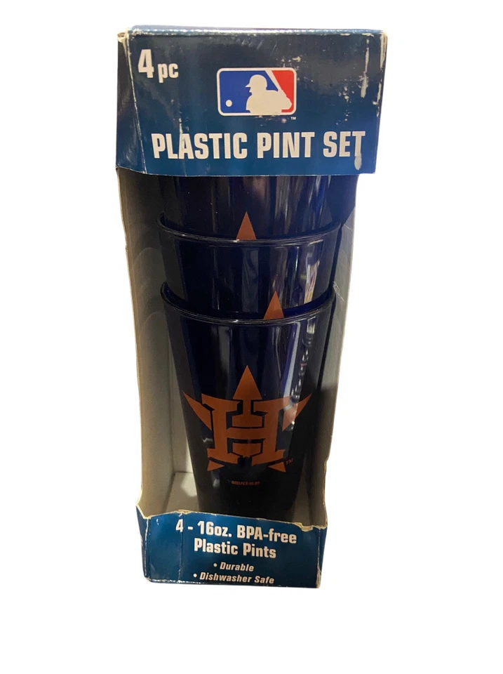 Houston Astros MLB Plastic Pint Set Of 4 Made in USA - Image 2 of 2