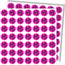 Yard Sale Price Stickers, Garage 3/4 Inch, Fluorescent Red